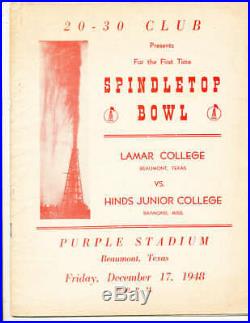 12/17 1948 Spindletop Bowl Program Lamar vs Hinds Junior College