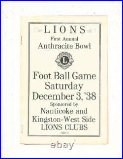 12/3 1938 Lions Club Anthracite Bowl football program Nanticoke Kingston-west bx