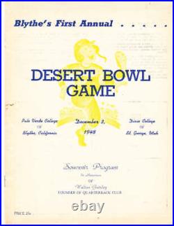 12/3 1948 Desert Bowl Game football program Palo Verde vs Dixie College bx9.22