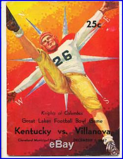 12/6 1947 Kentucky vs Villanova Great Lakes football Bowl Game program