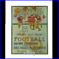 1916 BROWN WASHINGTON STATE ROSE BOWL GAME FOOTBALL POSTER 1965 50th REPRINT