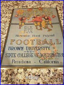 1916 Brown Washington State Rose Bowl Football Poster 1965 50th Reprint