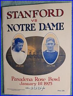1925 Stanford VS Notre Dame Rose Bowl Football Reprint Program Knute Rockne