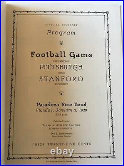 1928 Pittsburgh vs Stanford ROSE BOWL Football Game Program