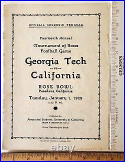 1929 Rose Bowl Football Program California Versus Georgia Tech