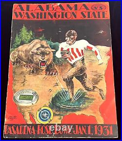 1931 Rose Bowl Alabama & Washington State College Football Game Program & Ticket