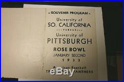 1933 Rose Bowl Ncaa Football Program Pittsburgh Vs. Usc Rare 1/2/33 Pasadena
