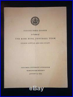 1934 Rose Bowl Columbia vs Stanford football Dinner Program Rare