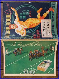 1935 Sugar Bowl 1st Ever INAUGURAL Temple v Tulane Football Program/POPWARNER