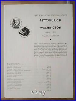 1937 Rose Bowl Football Program Washington Huskies vs Pittsburgh Panthers