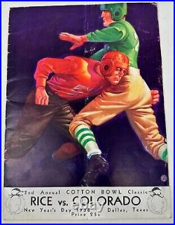 1938 2nd Annual Cotton Bowl Game Colorado Buffaloes v Rice Owls Football Program