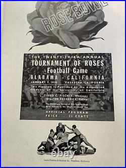 1938 vintage college football program Rose Bowl Alabama vs California