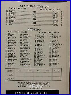 1939 Sugar Bowl T. C. U. Vs Carnegie Tech Football Program Davey OBrien Heisman