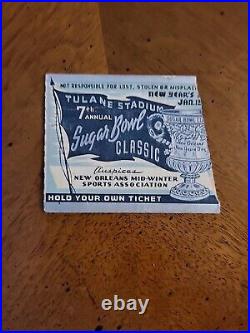 1941 Sugar Bowl Tennessee v Boston College Football Program With Ticket Stub