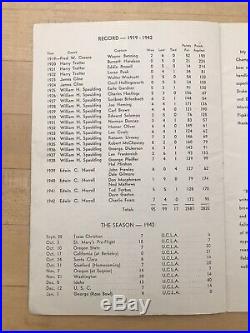 1942-1943 UCLA Football Banquet Program First Rose Bowl Team, First to beat SC