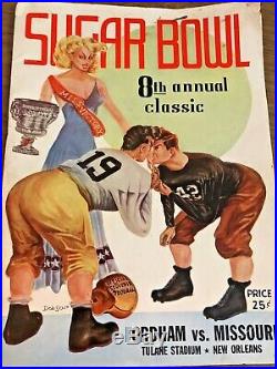 1942 8th ANNUAL SUGAR BOWL FOOTBALL CLASSIC PROGRAM FORDHAM vs MISSOURI