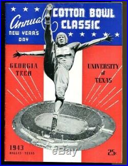 1943 Cotton Bowl Program Texas v Georgia Tech Ex/MT Longhorns 1st Bowl Game Nice