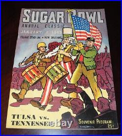 1943 Sugar Bowl New Orleans University of Tennessee vs Tulsa Football Program