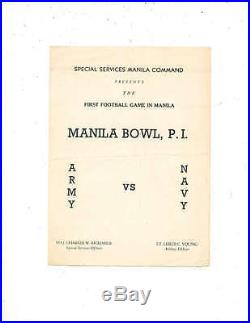 1945 Manila Bowl Football program Army vs Navy 1st Phillipines Game