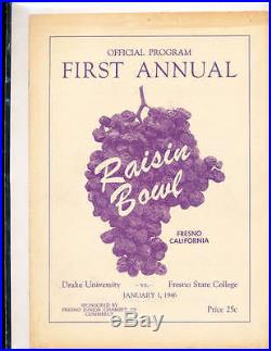 1946 Raisin Bowl football program Drake vs Fresno State
