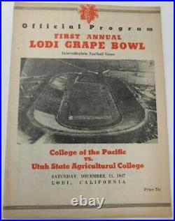 1947 Lodi Grape Bowl Program Inaugural College of Pacific v Utah State Rare Ex+