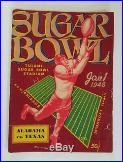 1948 NCAA Football Program Sugar Bowl Alabama vs Texas Excellent Condition