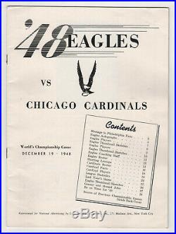 1948 NFL WORLD CHAMPIONSHIP PROGRAM Super Bowl PHILADELPHIA EAGLES Chicago