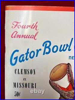 1949 Gator Bowl Program Clemson v Missouri 4th Annual Gator Bowl Game