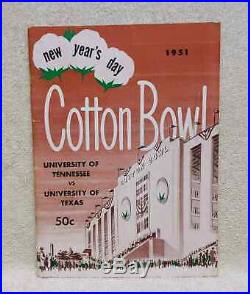 1951 Cotton Bowl Football Program Tennessee Volunteers vs Texas Longhorns