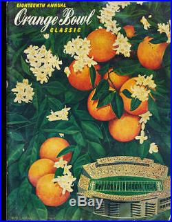 1952 Orange Bowl Football Program Baylor vs Georgia Tech