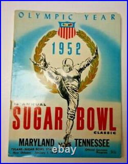 1952 Sugar Bowl Classic Program Ncaa Football Rare Maryland Vs Tennessee