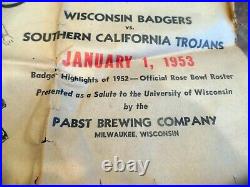 1953 Badger Wi Football Rose Bowl Special Handout Pabst Brg Milwaukee Sentinel