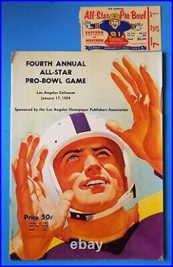1954 4th Annual All-Star Pro Bowl Football Game Program, L. A. Coliseum & TICKET