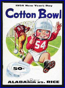 1954 Cotton Bowl RARE Alabama Rice Football Program Bart Starr Dick Moegle