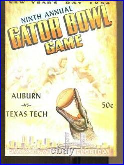 1954 Gator Bowl Program Auburn Tigers v Texas Tech Red Raiders 1/1 Ex 68474