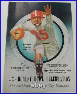 1955 Burley Bowl Program East Tennessee St. V Appalachian St. 11/24 Ex/MT 68886