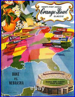 1955 Orange Bowl football Program Duke vs Nebraska