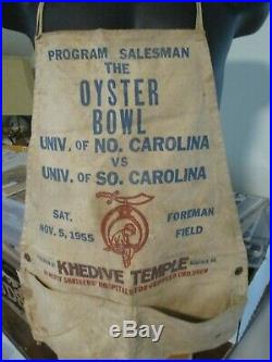 1955 Oyster Bowl Football Program Seller Apron Norfolk VA Foreman Field UNC USC