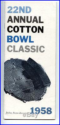 1958 Cotton Bowl RARE Navy vs Rice Media Guide VTG NCAA Football program