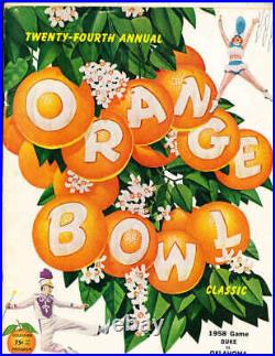 1958 Orange Bowl football Program Duke vs Oklahoma