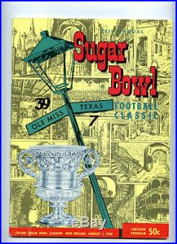 1958 Sugar Bowl RARE Ole Miss v Texas Football Program VTG NCAA Ray Brown