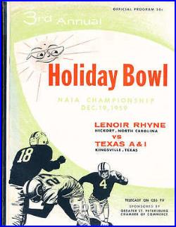 1959 12/19 Holiday Bowl Football Program NAIA Championship Lenoir Rhyne vs Texas