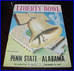 1959 1st Annual Liberty Bowl Penn State vs University Alabama Scorecard Program