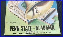 1959 Alabama Penn State Liberty Bowl Football Program Ex/near Mint Tide Psu