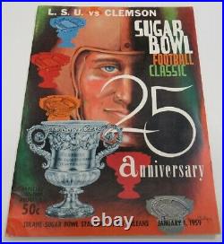 1959 Sugar Bowl Program LSU v Clemson LSU National Champs Ex/MT Rare 68576