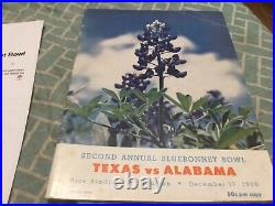 1960 2nd Bluebonnet Bowl Program/texas, Alabama Crimson Tide, Paul Bear Bryant
