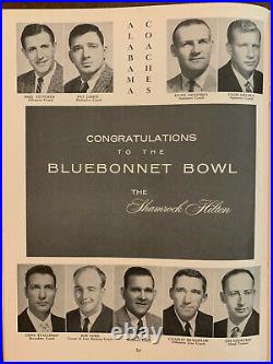 1960 Bluebonnet Bowl ALABAMA vs TEXAS football program/LEE ROY JORDAN-in MINT