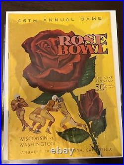1960 College Football Vintage Program Wisconsin vs. Washington Rose Bowl Game