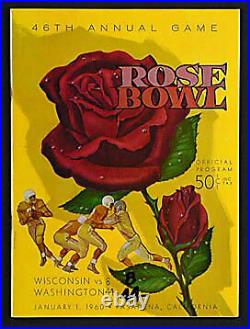 1960 Rose Bowl Program VTG College Football Washington Huskies Wisconsin Badgers