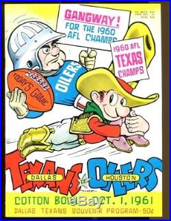 1961 Houston Oilers v Dallas Texans AFL Program 10/1 Cotton Bowl Ex/MT Chase